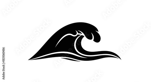 Dynamic Black Wave Icon on White Background Stylized Ocean Water Element Vector Minimalist Design