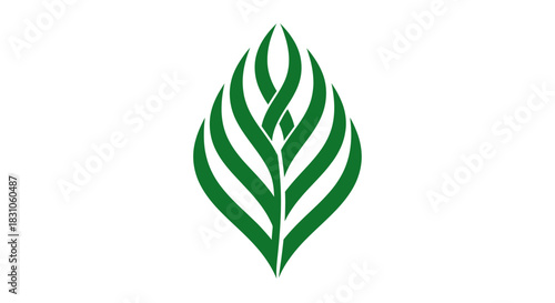 Abstract Green Leaf Logo Symbolizing Organic Growth and Nature's Vitality