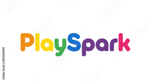 Vibrant PlaySpark wordmark logo in cheerful multicolored rounded typography on white background