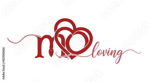 Elegant Red M Loving Logo with Intertwined Hearts Symbolizing Affection and Passion