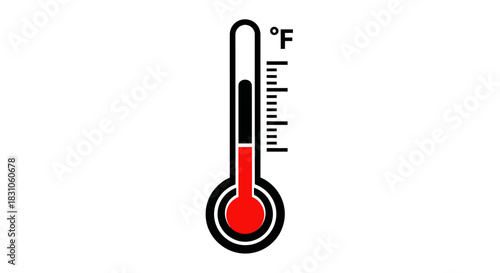 Fahrenheit Thermometer Icon Illustrating Temperature Measurement and Climate Monitoring