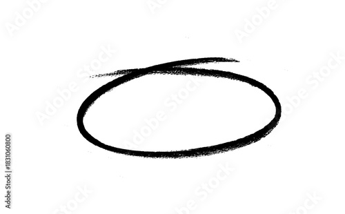 Hand-drawn Red marker circle isolated on a transparent background, brushstroke oval shape for design elements
