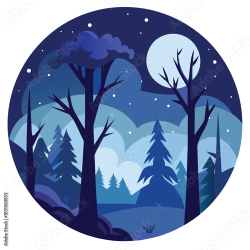 night landscape with moon