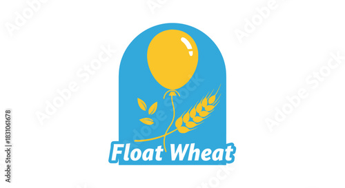 Vibrant Yellow Balloon and Golden Wheat Ear Symbol Logo for Fresh Bakery and Grain Products