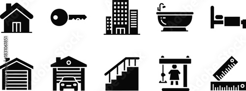 Housing Real Estate Home Property Service Renovation Icons with vector illustration