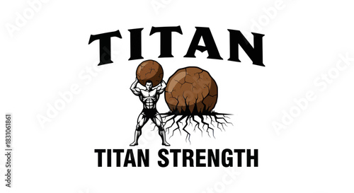 Powerful Strongman Lifting Heavy Stone Illustration Symbolizing Incredible Strength and Endurance