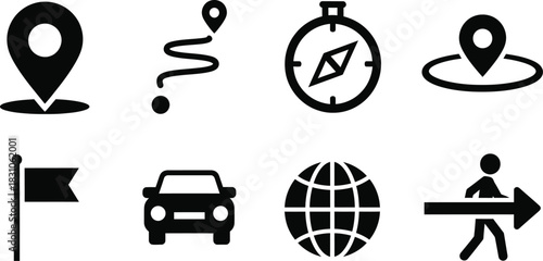 Navigation and Location Travel Map Icons with vector illustration