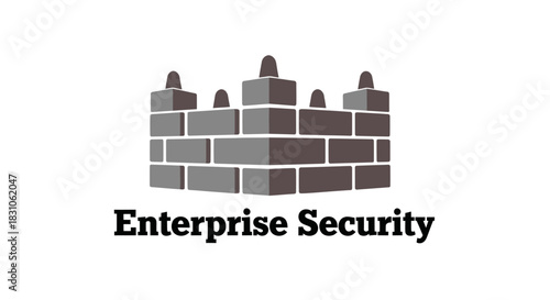 Enterprise Security Logo Showing Robust Protection with Castle Wall Symbolism for Business