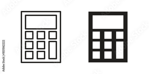 Calculator icon. Outline, Glyph and Filled Outline Style