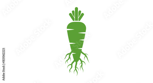 Vibrant Green Carrot Root Vegetable Icon Logo for Organic Healthy Food Concepts