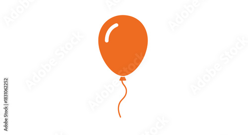 Vibrant Orange Helium Balloon Icon with String on White Background Party Celebration Element