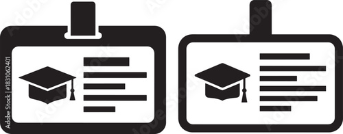 Two graduation id cards silhouette