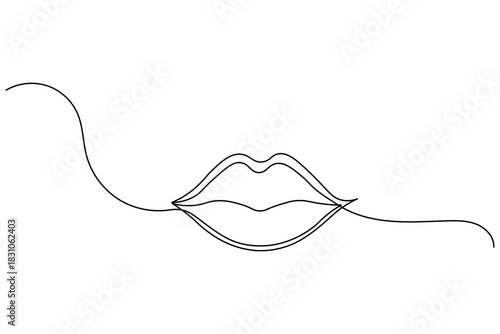Minimalist continuous line drawing of elegant lips, a simple yet sophisticated artistic expression for design.