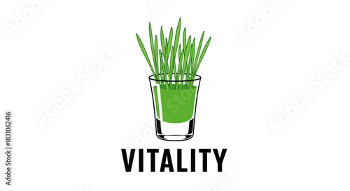 Vibrant green wheatgrass in a shot glass symbolizing natural health and organic vitality