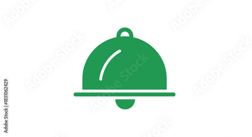 Green Notification Bell Icon Digital Alert Symbol Isolated on White Background for Web Design