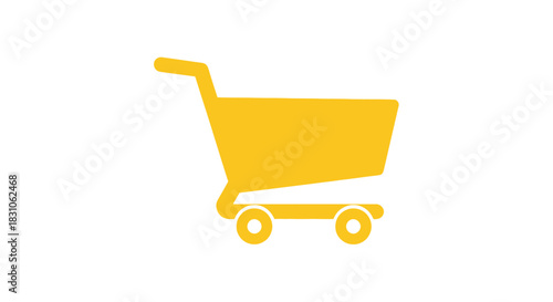 Yellow shopping cart icon representing e-commerce online retail and purchasing minimalist design