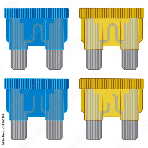 burned car fuse vector drawing.
