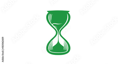 Vibrant green hourglass icon symbolizing time passing, urgency, and deadline management on white