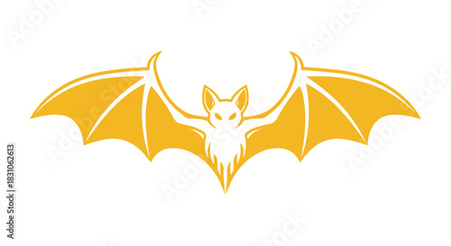 Modern Yellow Bat Silhouette Icon Vector Graphic Design for Halloween and Nightlife Themes