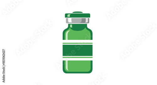 Green Medical Vial Icon Isolated on White Illustrates Medicine and Healthcare