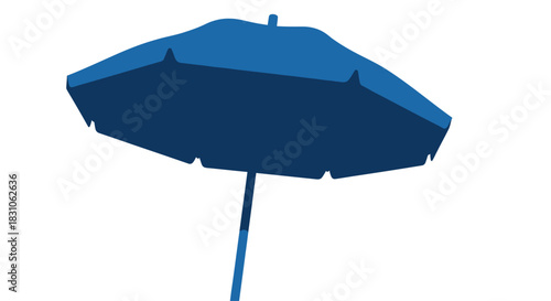 Vibrant Blue Beach Umbrella Isolated on White Summer Vacation Concept Illustration Graphic