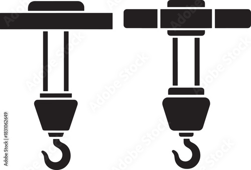 Two industrial hoist hooks silhouette