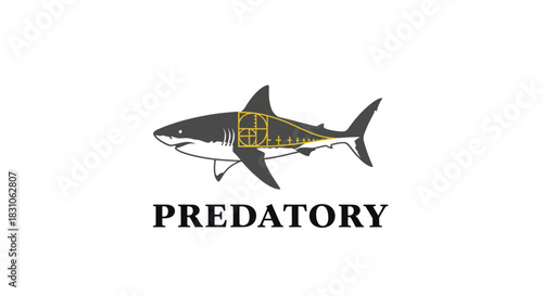 Powerful Shark and Golden Ratio Geometric Design Concept Illustrating Predatory Precision and