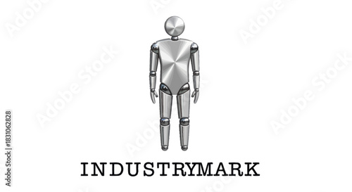 Metallic Humanoid Robot Figure Symbolizing Industry Automation and Future Technology