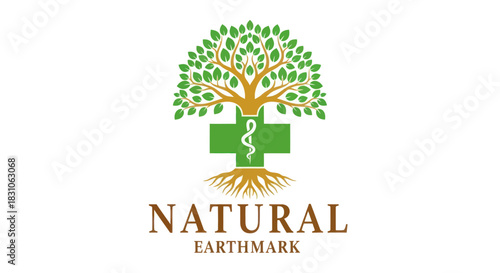 Green Tree Medical Cross Logo Symbolizing Natural Health and Holistic Well-being