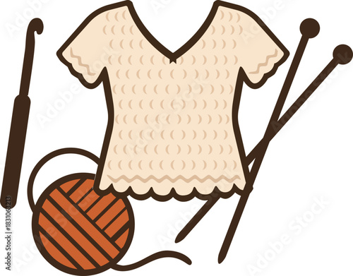 Logo for a clothing design company made with crochet and knitting