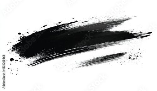 Brush stroke hand painted with black ink vector illustration