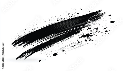 Brush stroke hand painted with black ink vector illustration