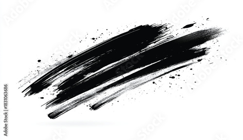 Black brush stroke. Hand drawn ink spot isolated on white background. Vector illustration