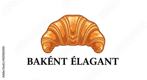 Delicious Golden Croissant Cartoon Vector Icon Fresh Baked Pastry Bakery Shop Logo Element