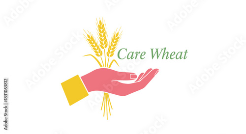Supporting healthy wheat crop growth hand holding golden cereal grains agriculture concept