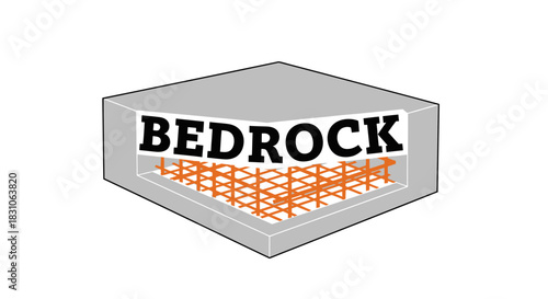 Bedrock Foundation Concept with Rebar Grid Structure Illustrating Strength and Support