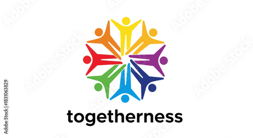 Diverse colorful people circle representing unity teamwork and community spirit concept