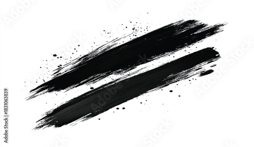 Black brush stroke on white background stock illustration