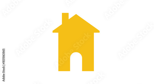 Bright Yellow Minimalist House Icon Representing Home and Real Estate Concept Vector Graphic