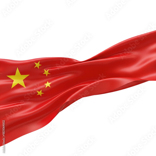 China Flag Waving Red Yellow Stars Isolated On Transparent Background