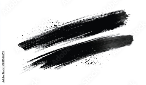 Black brush stroke. Hand drawn ink spot isolated on white background. Vector illustration