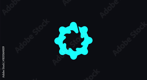 Digital turquoise abstract connection icon for technology and scientific innovation concepts