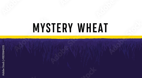Bold Graphic Art Featuring Mystery Wheat Field with Vibrant Yellow Line and Dark Purple Hues