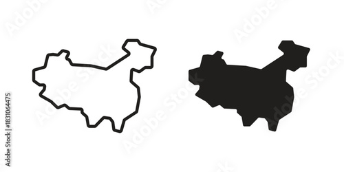 China map icon. Outline, Glyph and Filled Outline Style