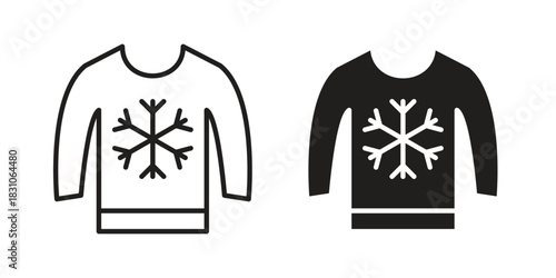 Christmas sweater icon. Outline, Glyph and Filled Outline Style