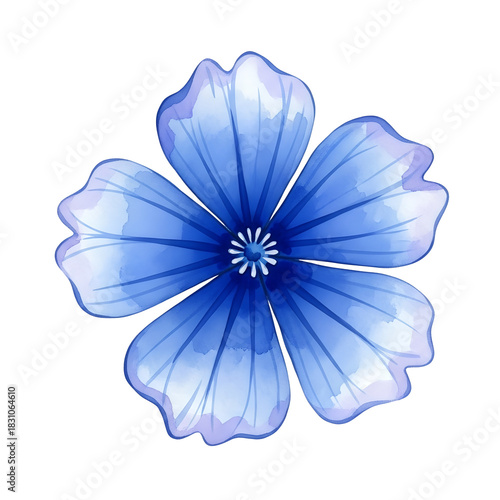 Blue Watercolor Flower Isolated On Transparent Background