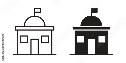 City hall icon. Outline, Glyph and Filled Outline Style
