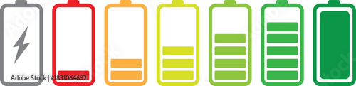 Battery Charge Level Icons From Empty to Full vector