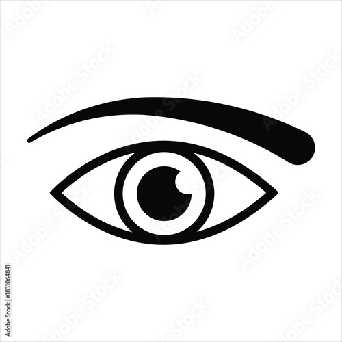 Black and white human eye icon iris pupil