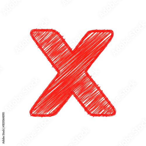 X Mark Red Scribble Isolated On Transparent Background